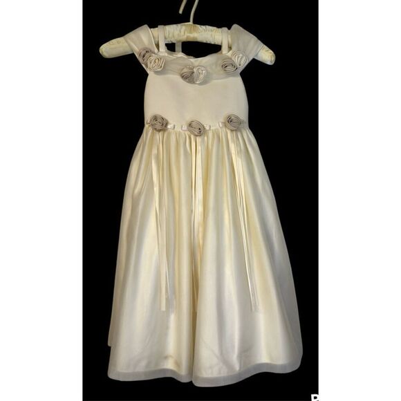 Cinderella Girls Sz. 5 Ivory 3D Roses Party/Wedding/Easter Dress - Picture 2 of 11